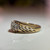 Estate 10KT Gold Diamond Ring, Marquise Shaped Diamond Studded Wide Band White and Yellow Gold, Cocktail Sparkly Jewellery Size 6.75 US