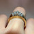 Estate 10KT Gold Diamond Ring, Marquise Shaped Diamond Studded Wide Band White and Yellow Gold, Cocktail Sparkly Jewellery Size 6.75 US