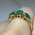 Vintage 10KT Emerald and Diamond Ring, Estate Solid Yellow Gold Stacking Band, Beautiful May and April Birthstone Vibrant Green Size 5.5