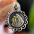 Estate Solid 18KT Saint Anthony Necklace, St. Anthony of Padua, Circle Medallion with a Decorative Frame, Holy Patron Saint of Lost Items