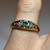 Gorgeous Emerald Diamond Pinky Ring, 10KT Gold Green Gemstone, Tiny Band Yellow Gold Cut Out Three Stone Design, Green Ring Size 4 US