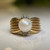 Wide Band 14KT Gold Pearl and Diamond Statement Ring, Vintage Style Yellow Gold and Solitaire Freshwater Pearl Jewellery Size 5.75 US Wide Band 14KT Gold Pearl and Diamond Statement Ring, Vintage Style Yellow Gold and Solitaire Freshwater Pearl Jewellery Size 5.75 US
