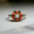 Vintage Coral and Pearl Flower Ring, 375 9KT Birmingham Yellow Gold Orange Petal Cluster Ring, Preloved Estate British Statement Jewellery