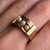 Chunky Three Pearl 14KT Gold Ring, Wide Square Pearl Statement Band, Textured Yellow Gold Estate Jewellery, Vintage Danish Jewellery 6.25 US