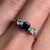 Vintage 18KT Sapphire and Diamond Ring, Three Stone Stacking Band, Yellow and White Gold Jewellery, Emerald Cut Deep Blue Gemstone Size 6 US
