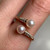 Pearl and Diamond 18KT Rose Gold Open Wrap Ring, Adjustable Size Double Ended Pearl Band, Estate Jewellery - 0.157CT Diamonds Size 8.5 US Pearl and Diamond 18KT Rose Gold Open Wrap Ring, Adjustable Size Double Ended Pearl Band, Estate Jewellery - 0.157CT Diamonds Size 8.5 US