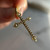 Seed Pearl 14KT Gold Detailed Cross Charm/Pendant, Religious Jewellery of the Cross, Beautiful Christian Jewellery, White Pearl Pendant