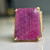Purple Ruby Rectangle Flat Stone Ring, 18KT Yellow Gold Ruby and Diamond Statement Ring, Natural Pattern Stone July Birthstone Size 8.25 US