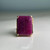 Purple Ruby Rectangle Flat Stone Ring, 18KT Yellow Gold Ruby and Diamond Statement Ring, Natural Pattern Stone July Birthstone Size 8.25 US