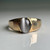10KT Yellow Gold Ring Synthetic Tiger's Eye Ring, Grey/Black Oval Cabochon Iridescent Gemstone, Men's Style Estate Jewellery Size 9.75 US