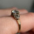 Vintage Old European Cut Diamond Ring, 14KT and 18KT White and Yellow Gold Detailed Engagement Jewellery, Leaf Design Band Size 5.75 US