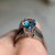 Large Naural Blue Topaz Statement Ring, Solid 10KT White Gold Pear Cut Vibrant Coloured Estate Jewellery, November Birthstone Size 6.75 US