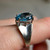 Large Naural Blue Topaz Statement Ring, Solid 10KT White Gold Pear Cut Vibrant Coloured Estate Jewellery, November Birthstone Size 6.75 US
