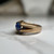 Estate Synthetic Blue Star Sapphire 10KT Yellow Gold Ring, Vibrant Cabochon Blue Gemstone Mens/Unisex Style Jewellery, Pinky Ring Size 4 US