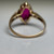 Vintage 10K Gold Synthetic Ruby Ring | Marquise Pink Stone Ring | Estate Gold Statement Ring