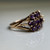 Vintage 10K Gold Natural Amethyst Cluster Ring | 2.00CTW Oval Amethysts | Statement Ring Size 7