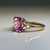 Vintage 10K Gold Pink Synthetic Sapphire Ring | Filigree Estate Ring Size 6