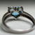 Vintage 14K White Gold Blue Topaz Heart Ring | Natural Topaz Three Stone Ring