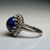 Vintage 14K White Gold Blue Star Sapphire & Diamond Halo Ring | 3.10ct Synthetic Star Sapphire