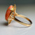 Vintage 14K Gold Natural Salmon Coral Ring | Mid-Century Coral Cabochon Statement Ring