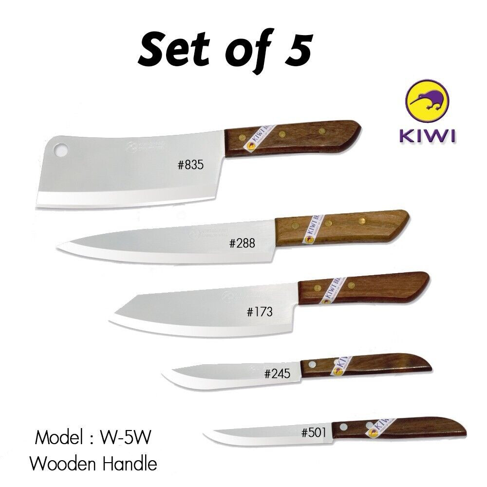 Kiwi 5-piece Kitchen Knife Set with Wooden Handles Model W5W