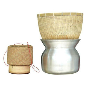 Bamboo Sticky Rice Steamer Set with Reed Serving Basket and Aluminum Pot Bamboo Sticky Rice Steamer Set with Reed Serving Basket and Aluminum Pot