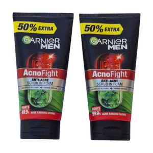 Garnier Men AcnoFight Anti Acne Scrub in Foam 150ml Pack of 2 Garnier Men AcnoFight Anti Acne Scrub in Foam 150ml Pack of 2