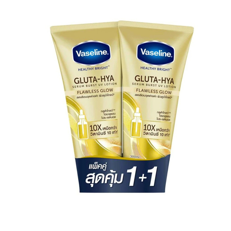 Vaseline Gluta-Hya Serum Burst UV Lotion Flawless Glow Pack of 2