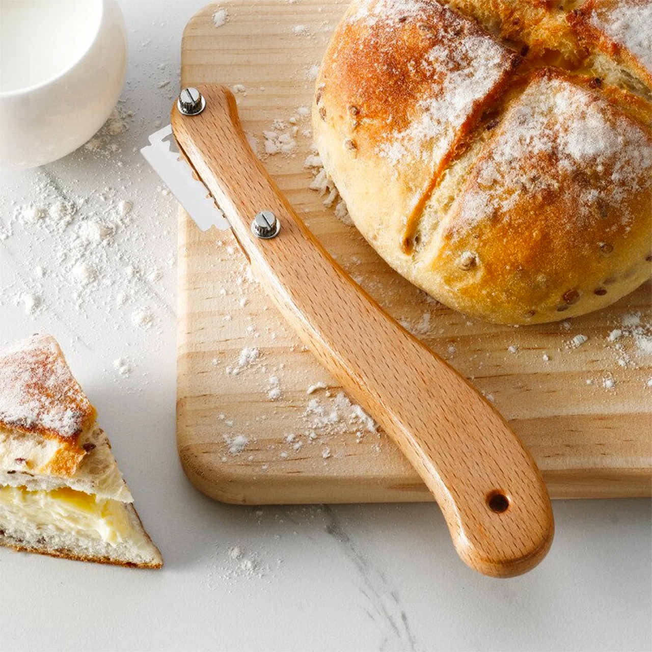 Great Gift for Bakers - Bread Lame, Double-sided Stainless Steel Blades, Dough Making Slasher Tools, Baking Sourdough