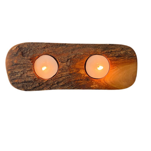 Rustic Olive Wood Tea Light Candle Holders - Beautifully Hand-crafted and completely unique - One of a kind -Housewarming Gift Kitchen Décor