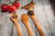 2 Pcs - Olivewood WOODEN SALAD SERVERS - Unique spoon - Hand-carved by artisans - Kitchen Accessories Serving Utensil for Salad or Pasta