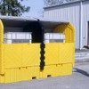 Twin IBC Hard Top, With Drain, closed and protecting dual IBCs, designed for weatherproof and compliant industrial spill containment.