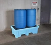 Fluorinated 2-drum spill pallet with drums