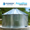 Aqualine corrugated steel water tank with standard 30 degree roof collecting rainwater