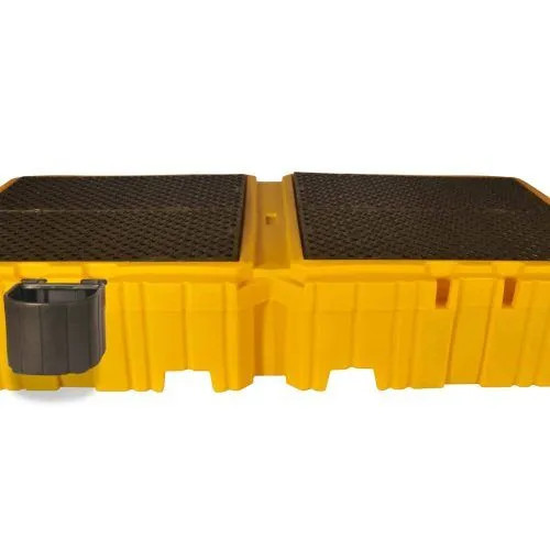 Close-up of the Twin IBC Spill Pallet, No Drain, featuring its robust design and secure surface for hazardous material storage.