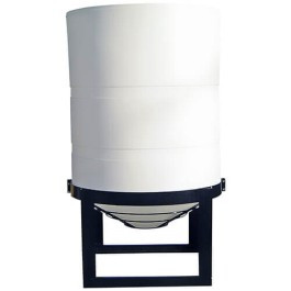 An image of a The first line is "450 Gallon CRMI White Cylindrical Cone Bottom Tank" | 450OTCB