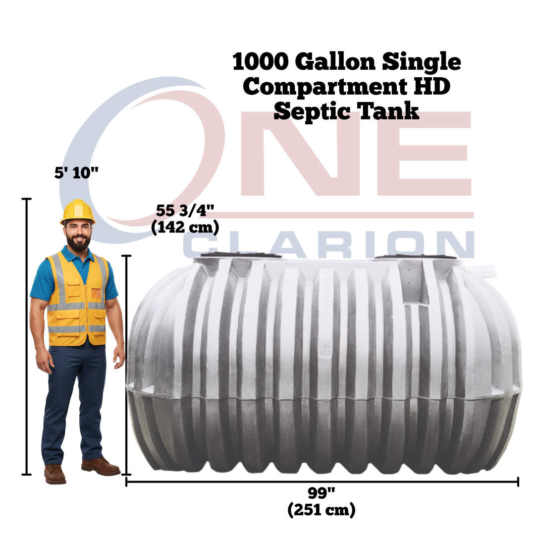 Heavy Duty - 1000 gal Septic Tank Dual Compartment – Pre-Plumbed – 20" and 20" Lid – IAPMO Certified | AKS604-HVY