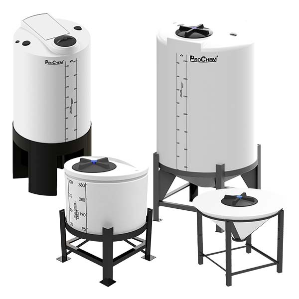350 Gallon Peabody ProChem 22.5 Degree Open Top Cone Bottom Tank