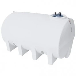 Horizontal leg water storage tank with molded support legs, ideal for transporting or storing potable water, chemicals, or agricultural liquids.