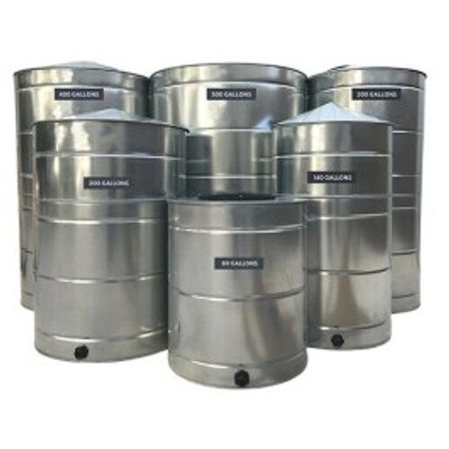 An image of a 140 Gallon Texas Metal Tanks Galvanized Vertical Water Tank | WT140G