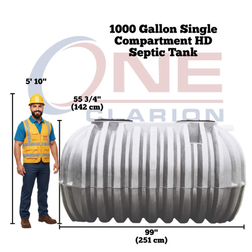 Standard Duty - 1000 gal Septic Tank Dual Compartment – Pre-Plumbed – 20" and 20" Lid – IAPMO Certified | AKS604