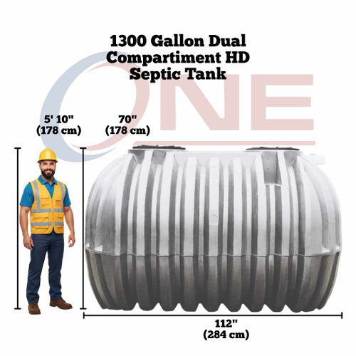 Heavy Duty - 1300 gal Septic Holding Tank Single Compartment – 20" and 20" Lid – IAPMO Certified | AKS90000-HVY