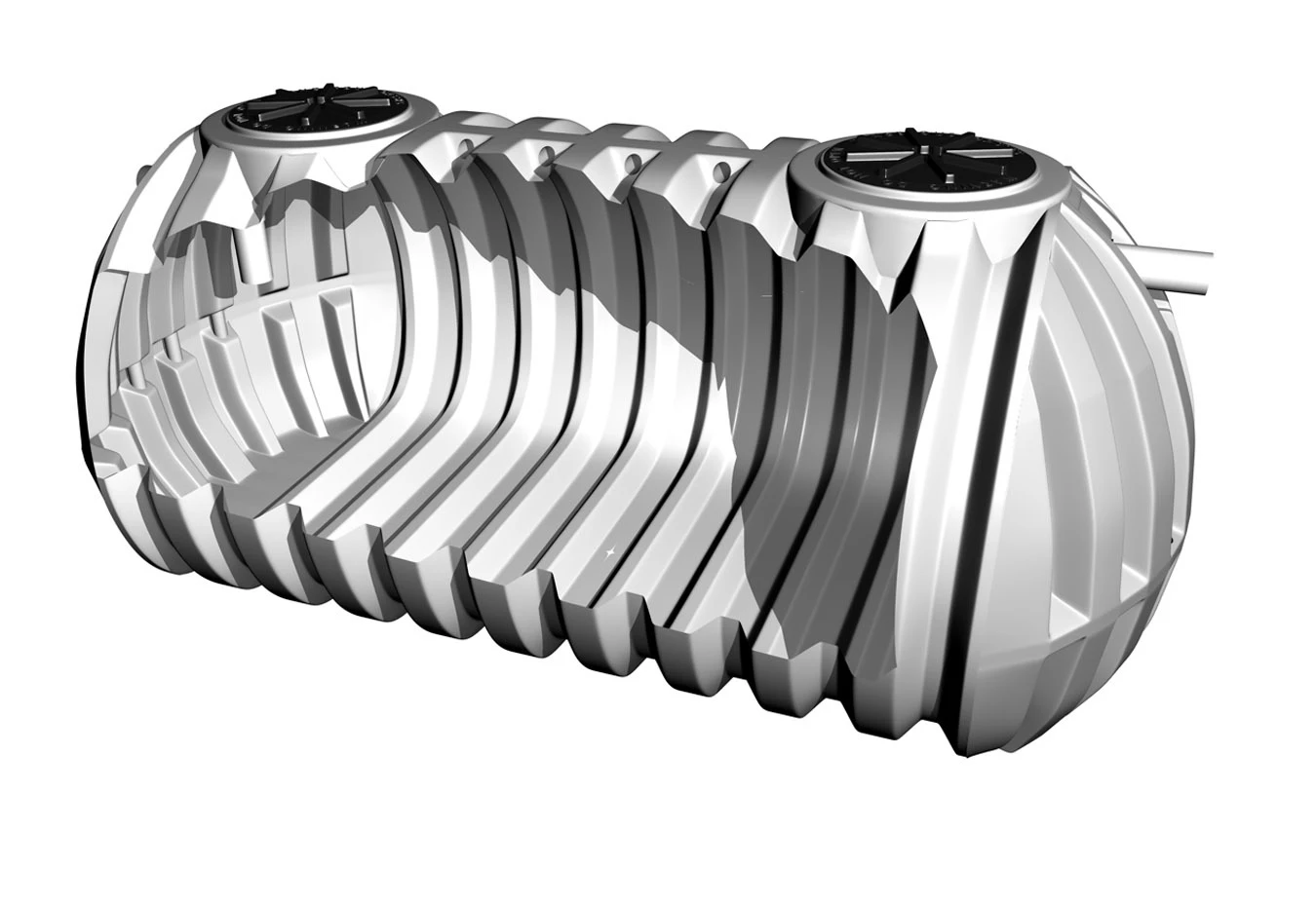 3d render of a single compartment septic tank showing the internal side