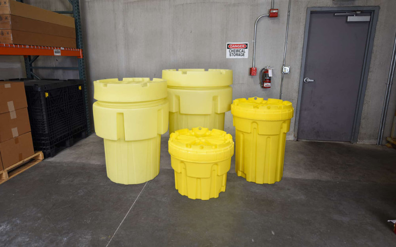 Yellow overpack container for spill response and storage