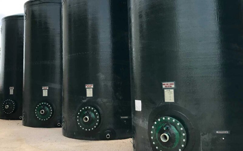 Black vertical fiber glass tanks
