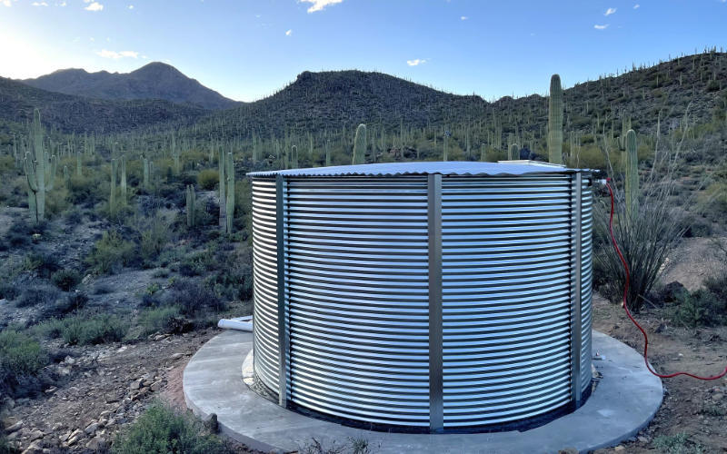 5k gallon tank installed on a desertic zone