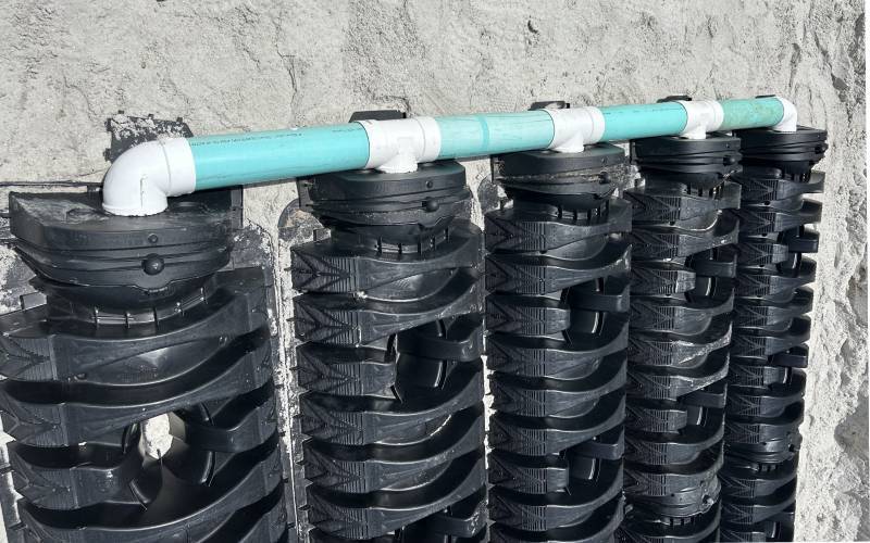 Standard septic tanks connected with PVC piping for efficient wastewater management