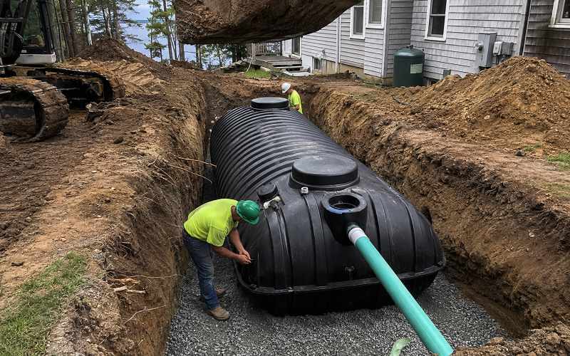 a photo of a black cistern tank installation