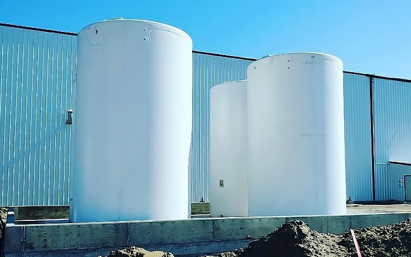 white bulk storage tanks