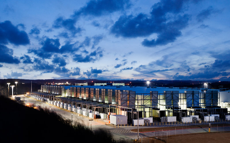 Dusk settles around google data center in Douglas County, Georgia, just outside of Atlanta.